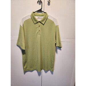 Nike Golf Polo Shirt Men L Green White Dry Fit Stretch Breathable